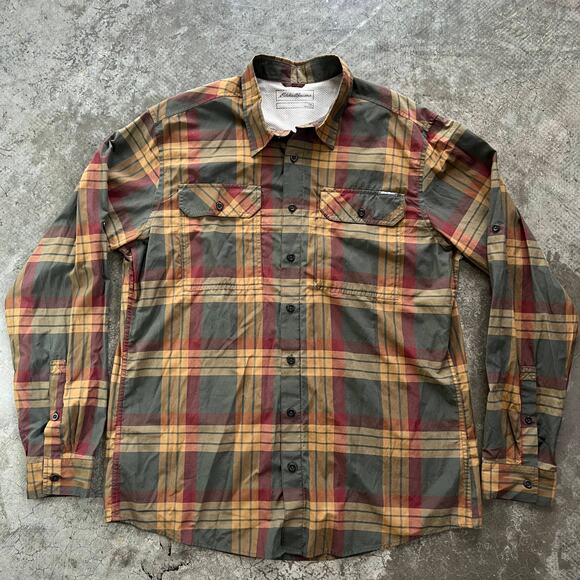 Columbia Other - Eddie Bauer Shirt Mens Tall XL TXL Polyester Quick Dry Plaid Hiking Fishing Vent
